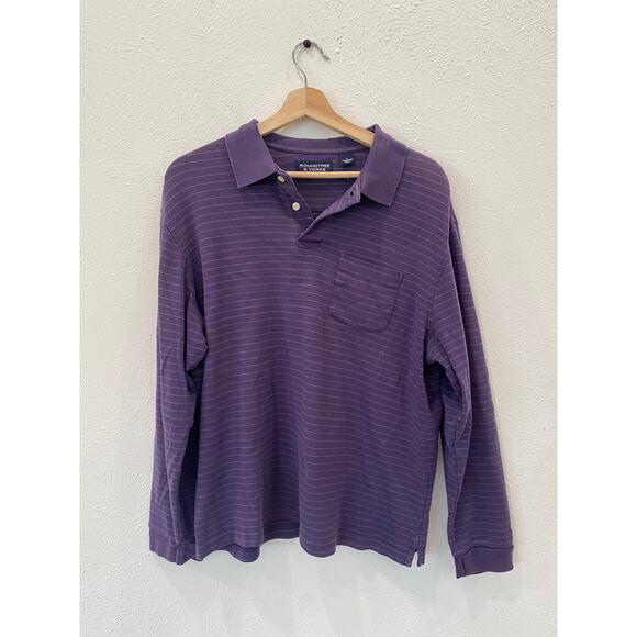 Roundtree & Yorke Other - Men's Roundtree & York Cotton Long Sleeve Purple Striped Polo Large